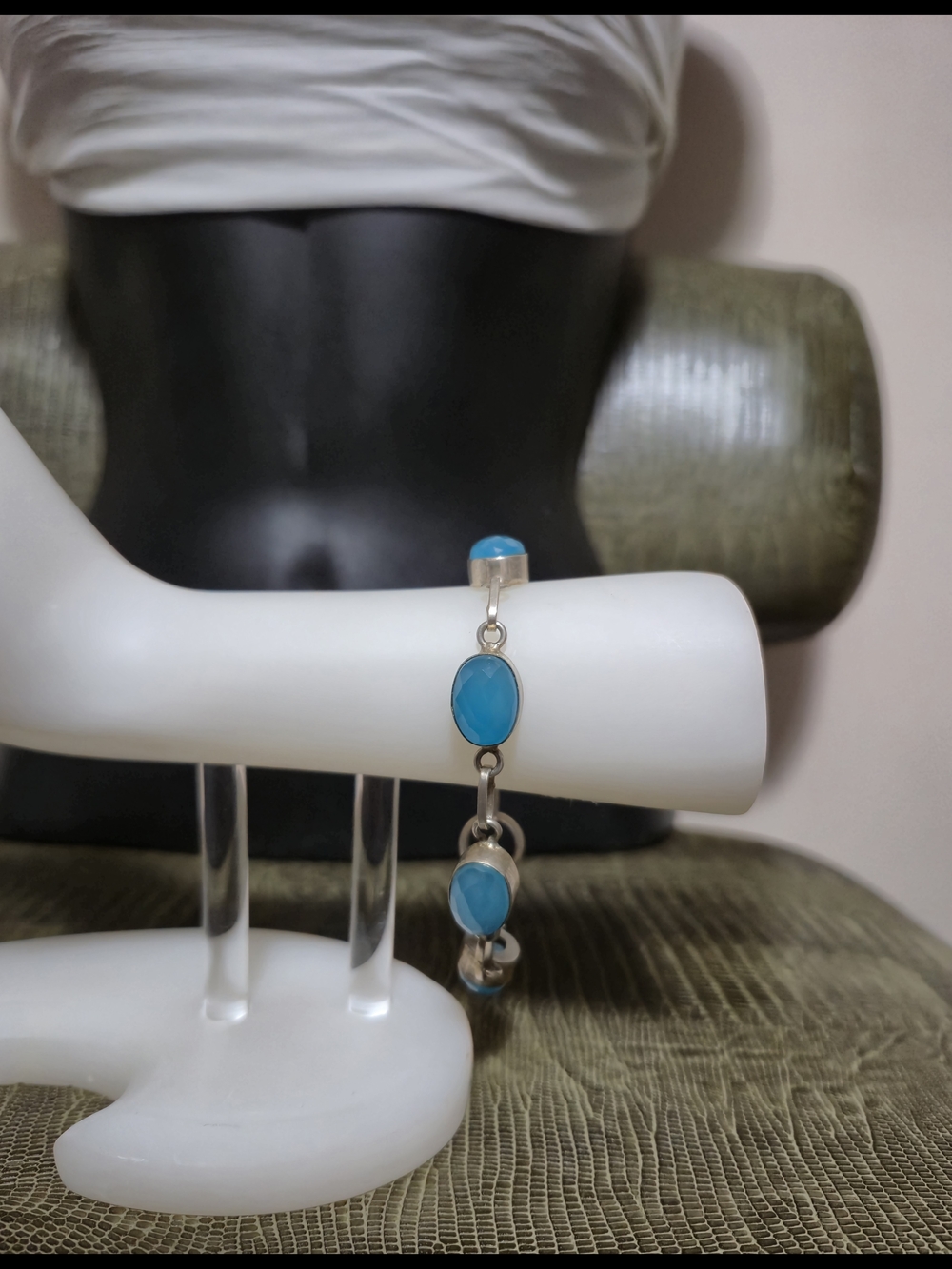 Blue Stone Silver-Link Bracelet - Women Jewelry